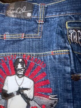 Men's Relaxed Blue Embroidered Denim Jeans shorts